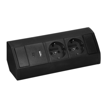 GNIAZDO MEBLOWE PODWÓJNE ORNO OR-GM-9039(GS)/B 2xUSB SCHUKO